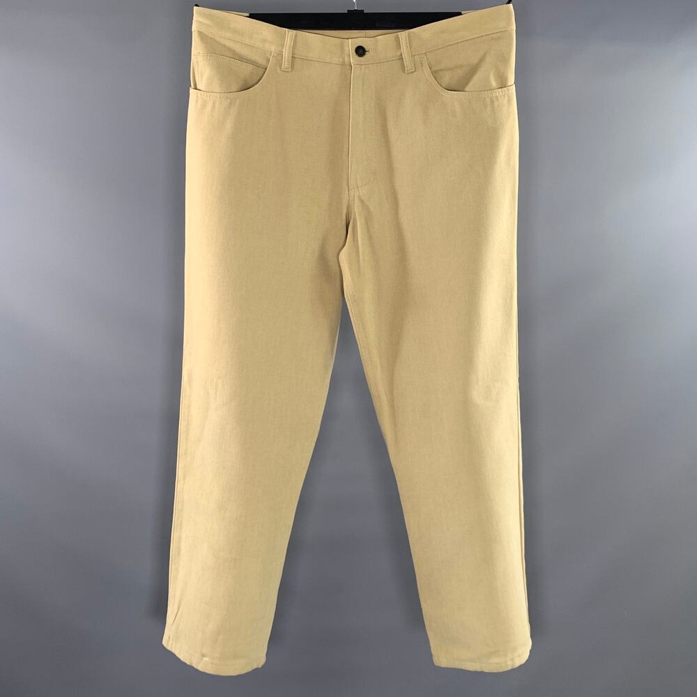 LORO PIANA Size 38 Tan Khaki Solid Cotton Loose fit Jeans